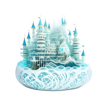 Watercolor Castle Illustration on White Background, AI-Generated