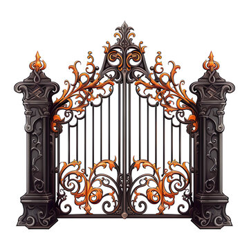 2d illustrations of Halloween design elements - cemetery gate
