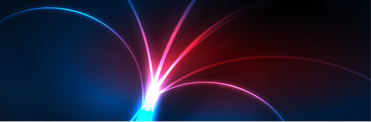 Neon glowing fluid wave lines, magic energy space light concept, abstract background wallpaper design