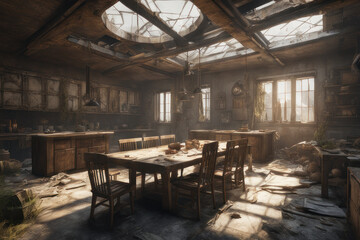 interior of a post apocalyptic building