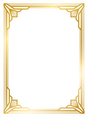 Art Deco gold frame vintage frame line geometric wedding label card frame png transparent background