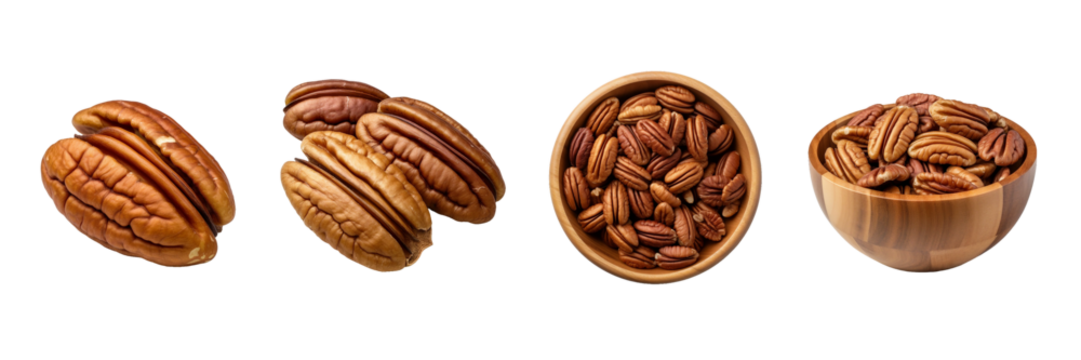 Pecan, transparent background, isolated image, generative AI
