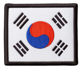 South Korea flag embroidery patch isolated.