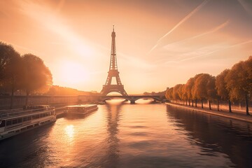 beautiful eiffel tower in paris landscape