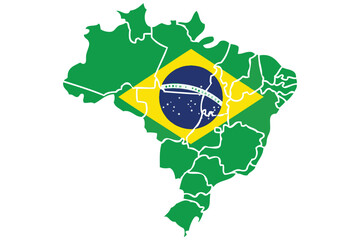 Brazil flag inside map , Brasil, South America