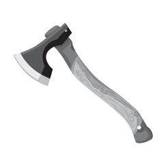 Grayscale monochrome axe tool vector illustration isolated on square white background. Simple flat cartoon art styled drawing.