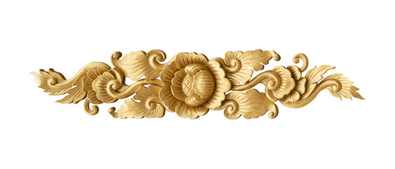 Thai pattern gold isolated on transparent background. Thai art element Traditional design, Decorative motifs PNG File.