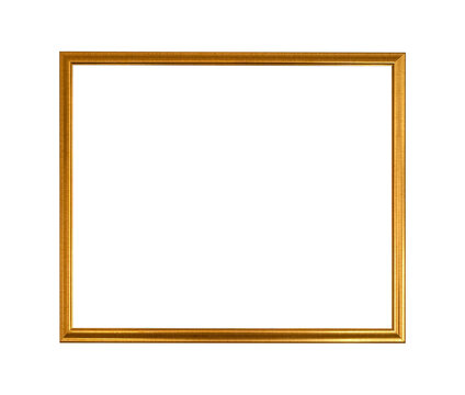 Golden frame vintage style for photo or painting isolated on transparent background PNG file.