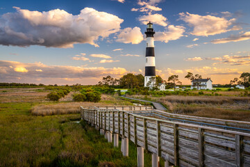 The Bodie Island Light Station in the Outer Banks of North Carolina, USA