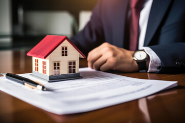 Close-Up of Businessman Signing Home Purchase Loan Agreement Generative AI 
