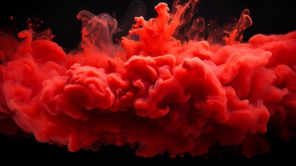 Fototapeta premium Red Smoke on Black Background. Generated AI