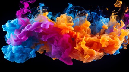 Obraz premium Colorful Smoke on Black Background. Generated AI