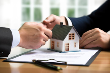 Close-Up of Businessman Signing Home Purchase Loan Agreement Generative AI 