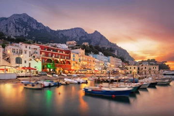 Fotobehang Mediterraans Europa Capri, Italy at Marina Grande at Twilight