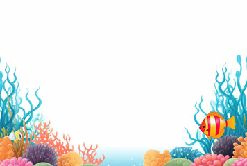 Obraz na płótnie Canvas Marine banner design with coral reef. AI Generated Images