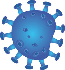 Digital png illustration of blue coronavirus cell on transparent background