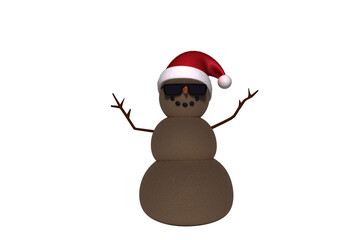 Digital png illustration of snowman with santa claus hat on transparent background