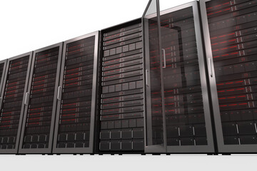 Digital png illustration of server room on transparent background