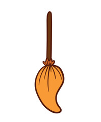 Cute Witch Broom for Halloween hand drawn doodle vector illustration editable color
