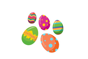 Digital png illustration of colourful easter eggs on transparent background