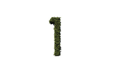 Digital png illustration of 1 number with grass on transparent background