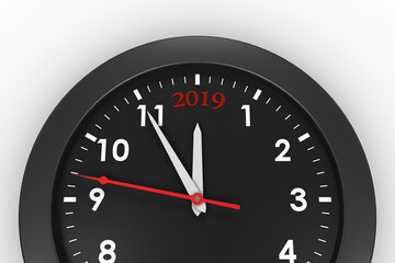 Digital png illustration of 2019 text on clock on transparent background