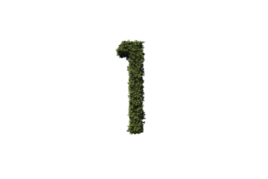 Digital png illustration of 1 number with grass on transparent background