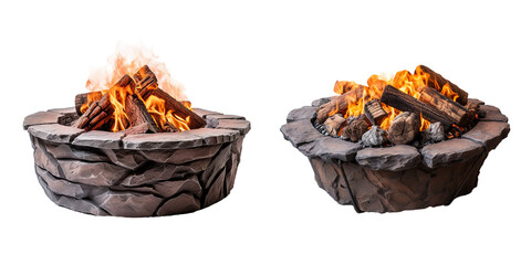 Fire pit, transparent background, isolated image, generative AI
