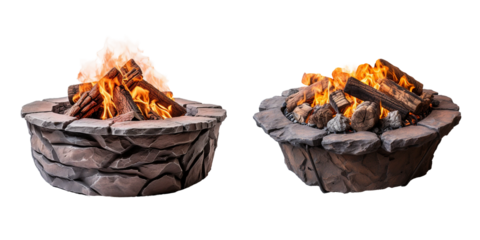 Fire pit, transparent background, isolated image, generative AI
