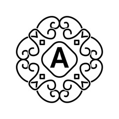 monogram logo, initial, vintage ornament