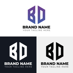 Two letters B D polygon logo design, Double letters polygon letter mark logo, Minimalist creative vector logo design template