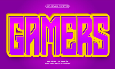 Gamers 3d editable premium vector text effect