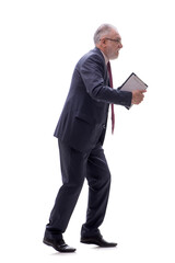 Old businessman isolated on white