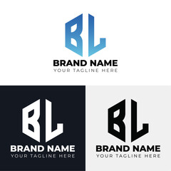 Two letters B L polygon logo design, Double letters polygon letter mark logo, Minimalist creative vector logo design template