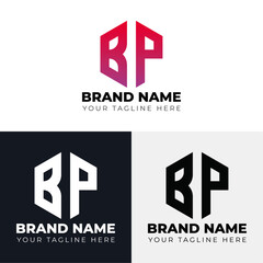 Two letters B P polygon logo design, Double letters polygon letter mark logo, Minimalist creative vector logo design template