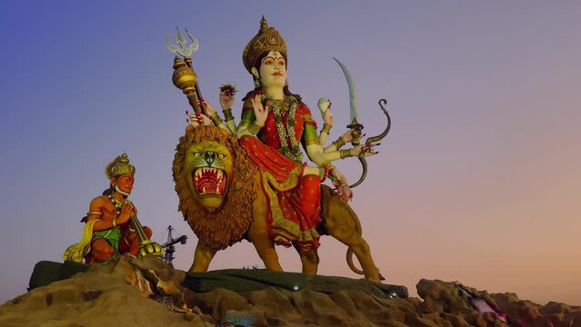 vaishno devi statue  with hanumaan Video 4K