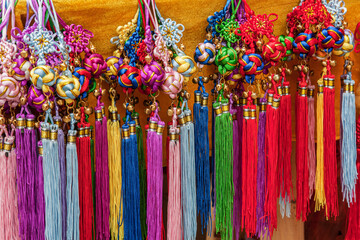 Fototapeta premium Souvenirs for sale along West Street , Yangshuo China, East Asia