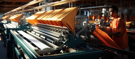 Sweatshop Seamstress: A seamstress works diligently in a textile factory, sewing garments at her station.Generated with AI