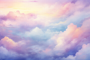 Fototapeta na wymiar pastel clouds in the style of watercolor.