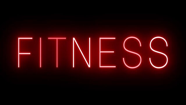 Red flickering and blinking animated neon sign for FITNESS