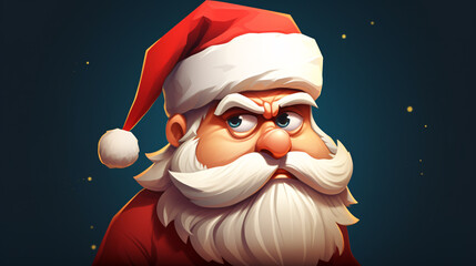 Frustrated Angry Cute Santa Claus cartoon, worried Santa, sad Christmas - obrazy, fototapety, plakaty