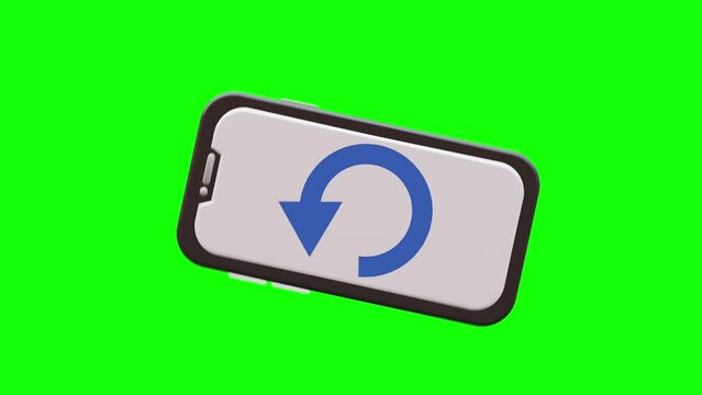 Phone Rotation 3D Animation from Vertical to Horizontal with Green Screen Background