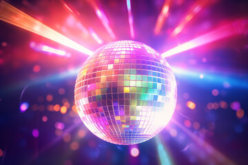 Fototapeta premium disco lights disco ball colorful background