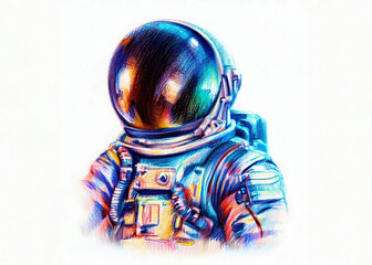 Color Pencil Drawing of an Astronaut