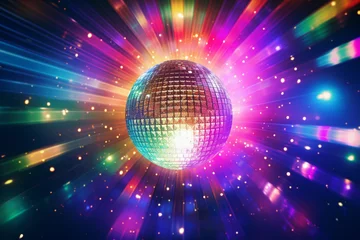 Rolgordijnen disco lights disco ball colorful background © Pichsakul