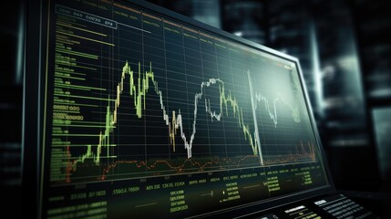 Green stock chart raising profit lots of money, Stock market data.