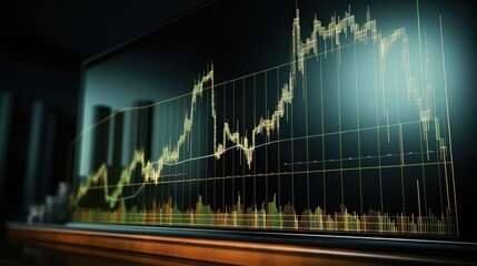 Green stock chart raising profit lots of money, Stock market data.