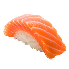 Sake nigiri sushi isolated on transparent background.