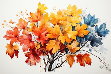 Naklejka na ściany i meble autumn leaves on white background