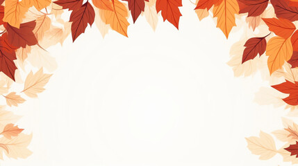 Naklejka na ściany i meble copy space, simple illustration, cop, background of autumn colored leafs. Autumn leaves isolated on white background. illustration, no text. Copy space is available.